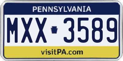 PA license plate MXX3589