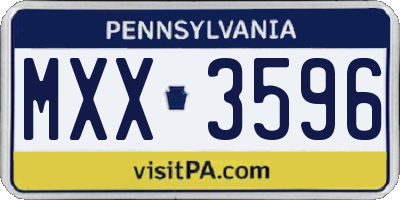 PA license plate MXX3596
