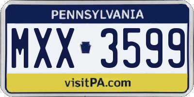 PA license plate MXX3599