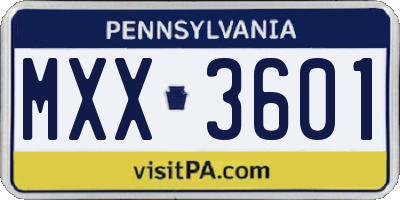 PA license plate MXX3601