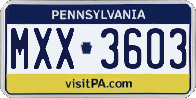 PA license plate MXX3603