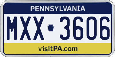 PA license plate MXX3606