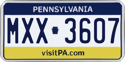 PA license plate MXX3607