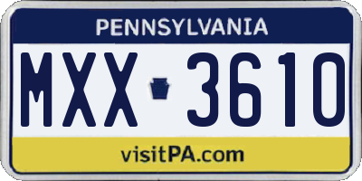 PA license plate MXX3610