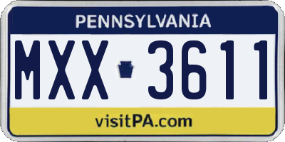 PA license plate MXX3611