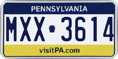 PA license plate MXX3614