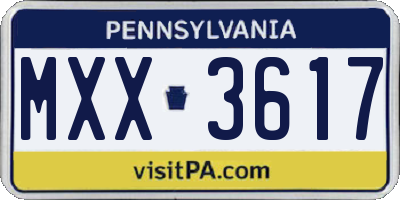 PA license plate MXX3617