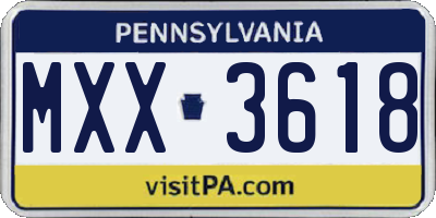PA license plate MXX3618