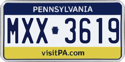 PA license plate MXX3619