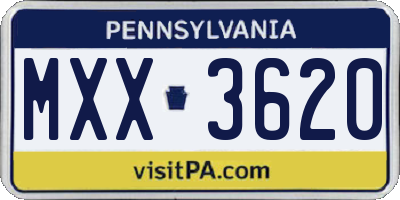 PA license plate MXX3620