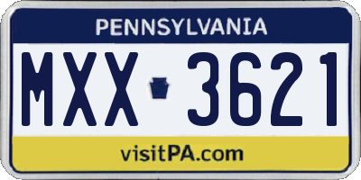 PA license plate MXX3621