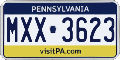 PA license plate MXX3623