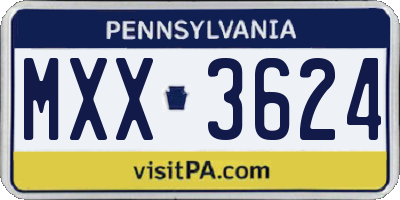 PA license plate MXX3624