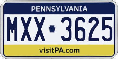 PA license plate MXX3625