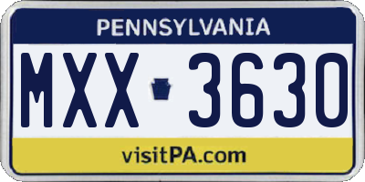 PA license plate MXX3630