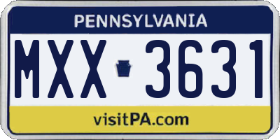 PA license plate MXX3631