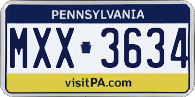 PA license plate MXX3634