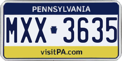 PA license plate MXX3635