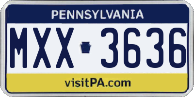 PA license plate MXX3636