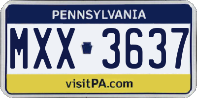 PA license plate MXX3637