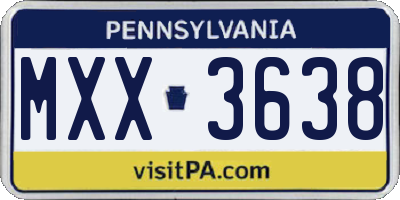 PA license plate MXX3638