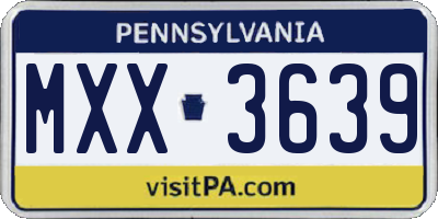 PA license plate MXX3639