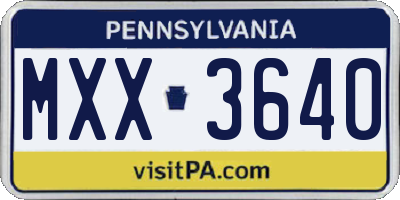 PA license plate MXX3640