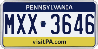 PA license plate MXX3646