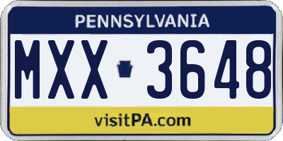 PA license plate MXX3648