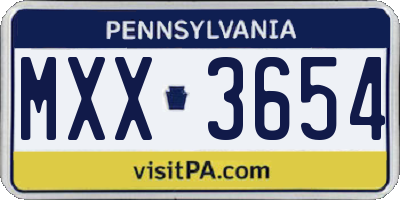 PA license plate MXX3654