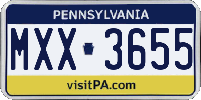 PA license plate MXX3655