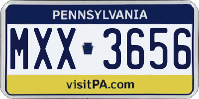 PA license plate MXX3656