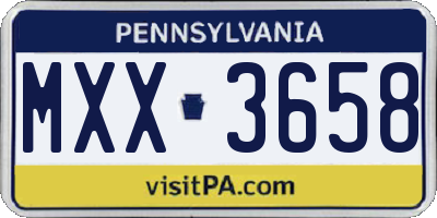 PA license plate MXX3658