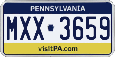 PA license plate MXX3659