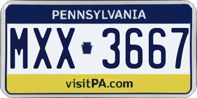 PA license plate MXX3667