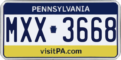 PA license plate MXX3668