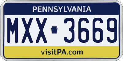 PA license plate MXX3669