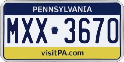 PA license plate MXX3670