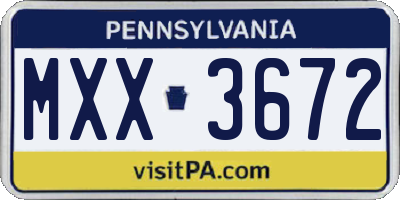 PA license plate MXX3672