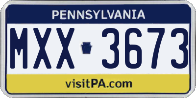 PA license plate MXX3673