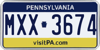 PA license plate MXX3674
