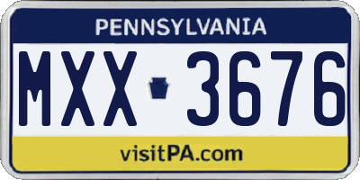 PA license plate MXX3676