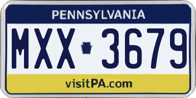 PA license plate MXX3679