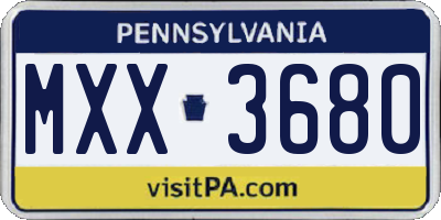 PA license plate MXX3680