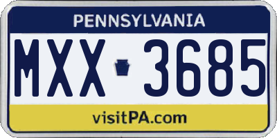 PA license plate MXX3685