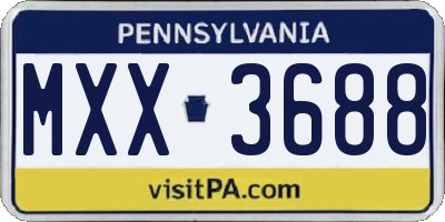 PA license plate MXX3688