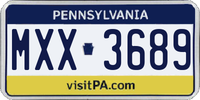 PA license plate MXX3689