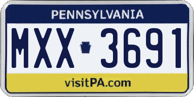 PA license plate MXX3691