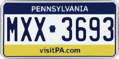 PA license plate MXX3693