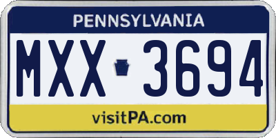 PA license plate MXX3694